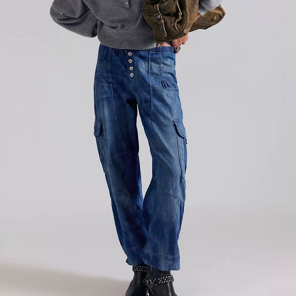 NWT Free People We The Free Wallflower Pull-On Jeans Size XS in Summer Nights - Picture 9 of 9